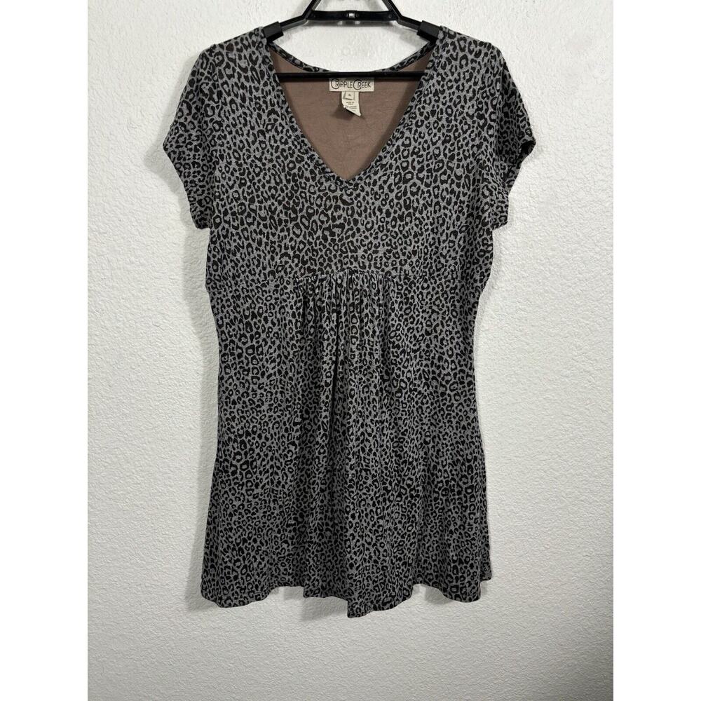 Cripple Creek Mini Dress Tunic Size XL Viscose Blend Short Sleeve Lined Gray